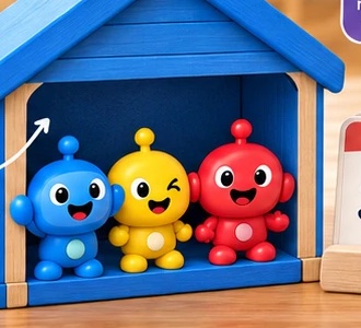 Three Numa Friends inside the blue house